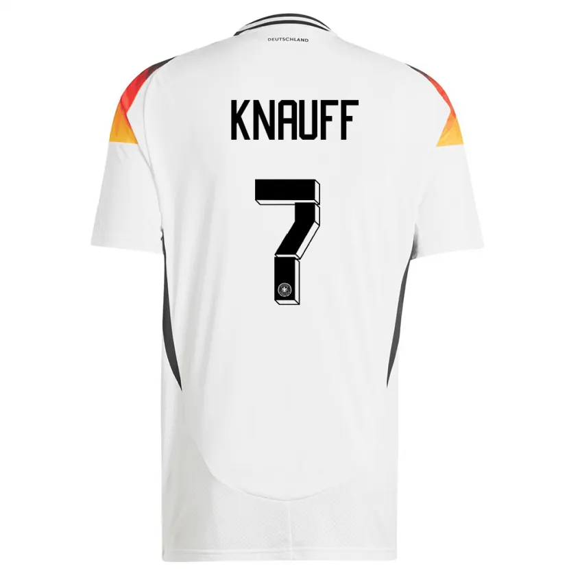 Danxen Enfant Maillot Allemagne Ansgar Knauff #7 Blanc Tenues Domicile 24-26 T-Shirt