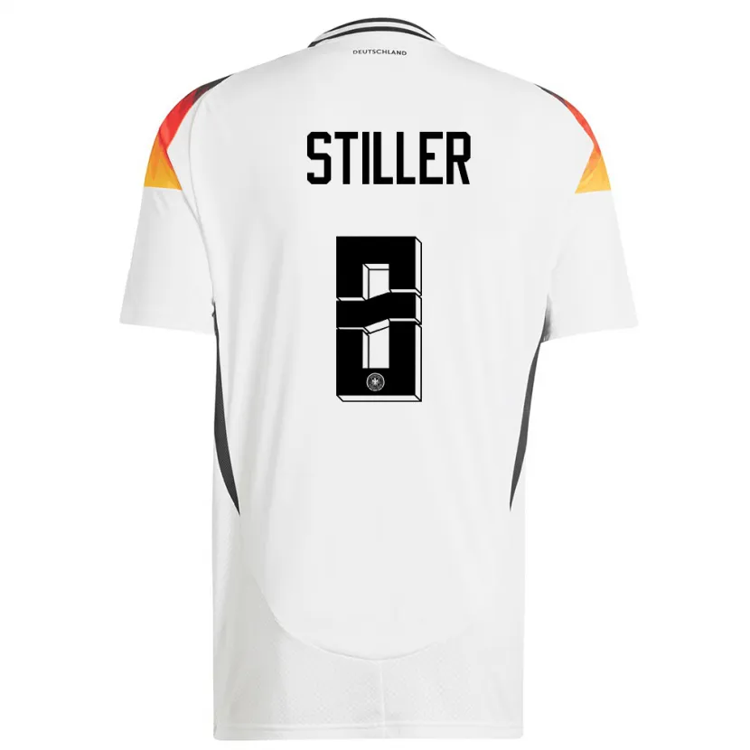 Danxen Enfant Maillot Allemagne Angelo Stiller #8 Blanc Tenues Domicile 24-26 T-Shirt