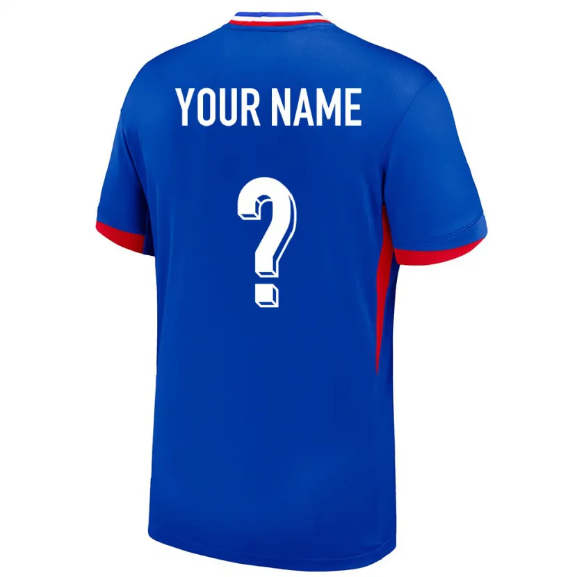 Danxen Enfant Maillot France Votre Nom #0 Bleu Tenues Domicile 24-26 T-Shirt