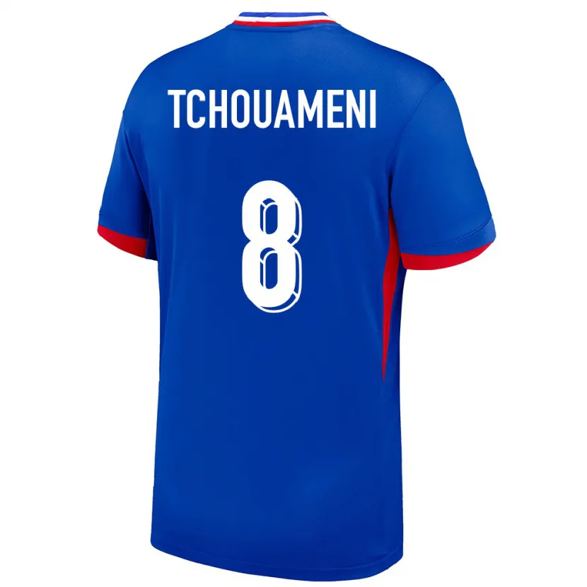 Danxen Enfant Maillot France Aurelien Tchouameni #8 Bleu Tenues Domicile 24-26 T-Shirt