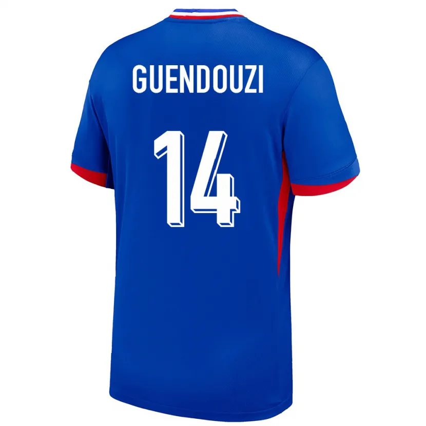 Danxen Enfant Maillot France Matteo Guendouzi #14 Bleu Tenues Domicile 24-26 T-Shirt