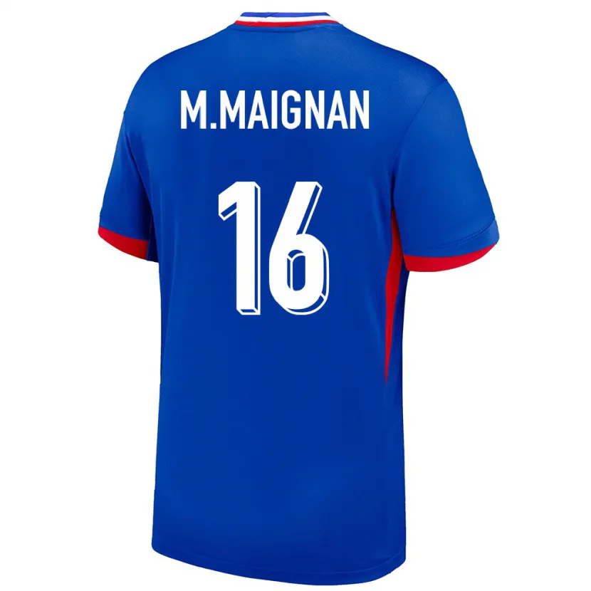 Danxen Enfant Maillot France Mike Maignan #16 Bleu Tenues Domicile 24-26 T-Shirt