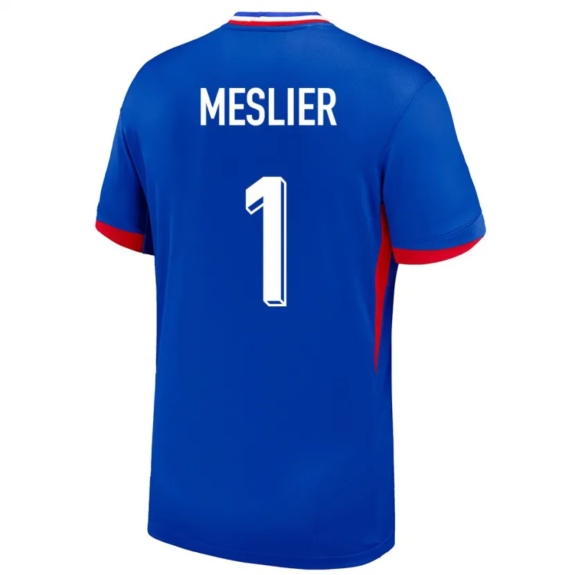 Danxen Enfant Maillot France Illan Meslier #1 Bleu Tenues Domicile 24-26 T-Shirt