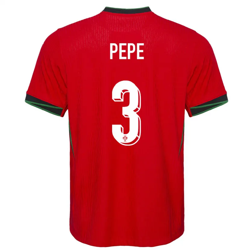 Danxen Enfant Maillot Portugal Pepe #3 Rouge Tenues Domicile 24-26 T-Shirt