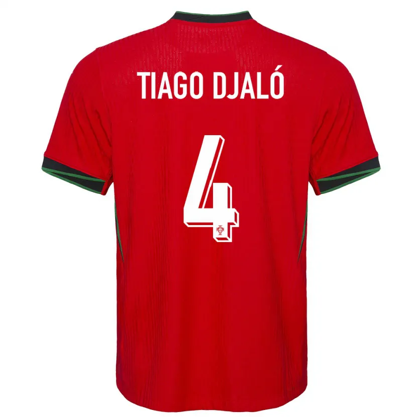 Danxen Enfant Maillot Portugal Tiago Djalo #4 Rouge Tenues Domicile 24-26 T-Shirt