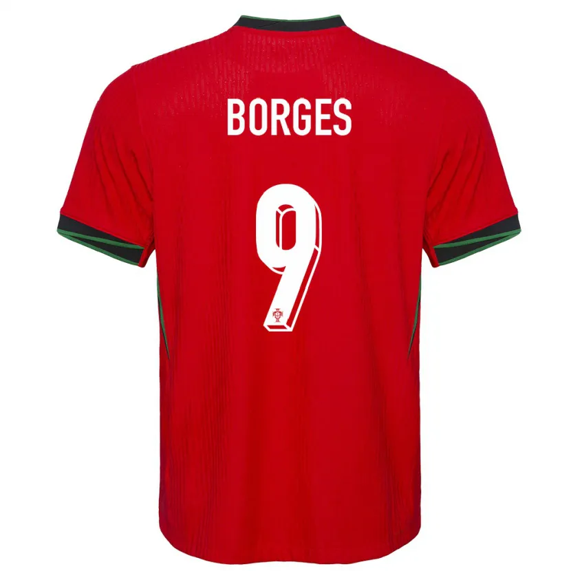 Danxen Enfant Maillot Portugal Ana Borges #9 Rouge Tenues Domicile 24-26 T-Shirt