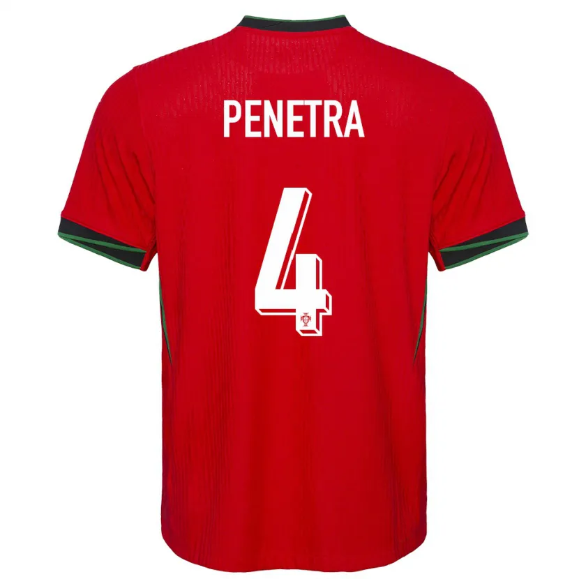Danxen Enfant Maillot Portugal Alexandre Penetra #4 Rouge Tenues Domicile 24-26 T-Shirt