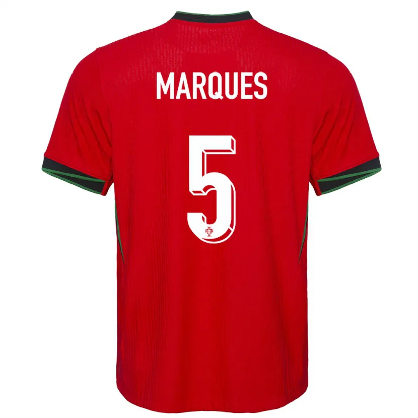 Danxen Enfant Maillot Portugal Martim Marques #5 Rouge Tenues Domicile 24-26 T-Shirt