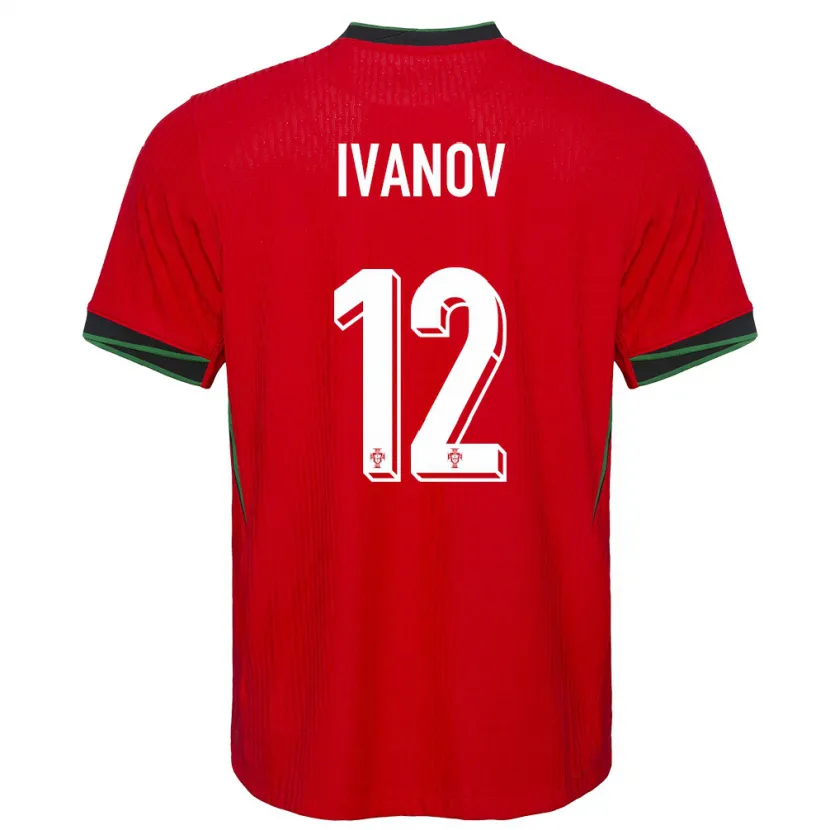 Danxen Enfant Maillot Portugal David Ivanov #12 Rouge Tenues Domicile 24-26 T-Shirt