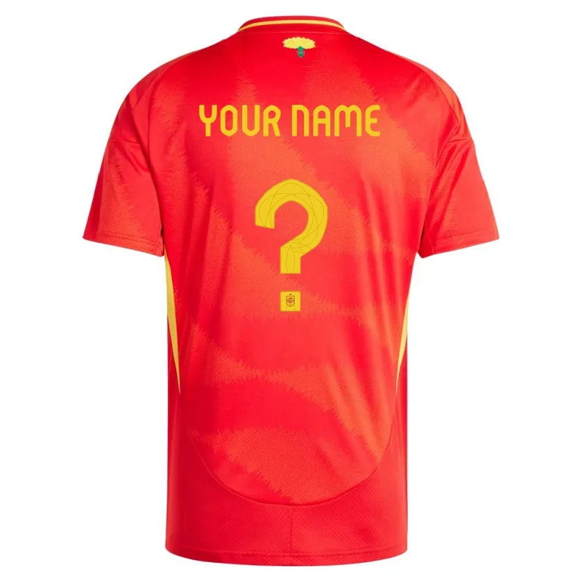 Danxen Enfant Maillot Espagne Votre Nom #0 Rouge Tenues Domicile 24-26 T-Shirt