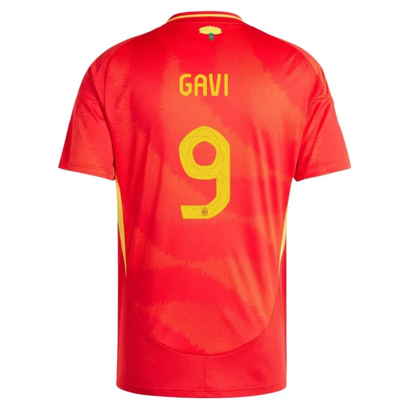Danxen Enfant Maillot Espagne Gavi #9 Rouge Tenues Domicile 24-26 T-Shirt