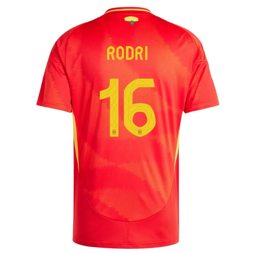 Danxen Enfant Maillot Espagne Rodri #16 Rouge Tenues Domicile 24-26 T-Shirt