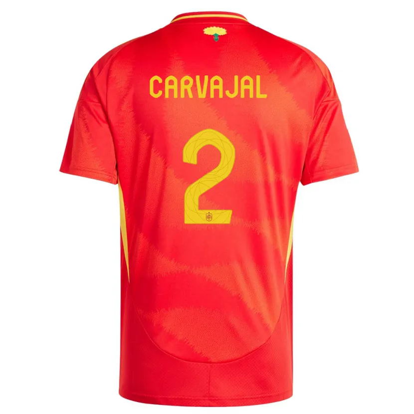 Danxen Enfant Maillot Espagne Daniel Carvajal #2 Rouge Tenues Domicile 24-26 T-Shirt