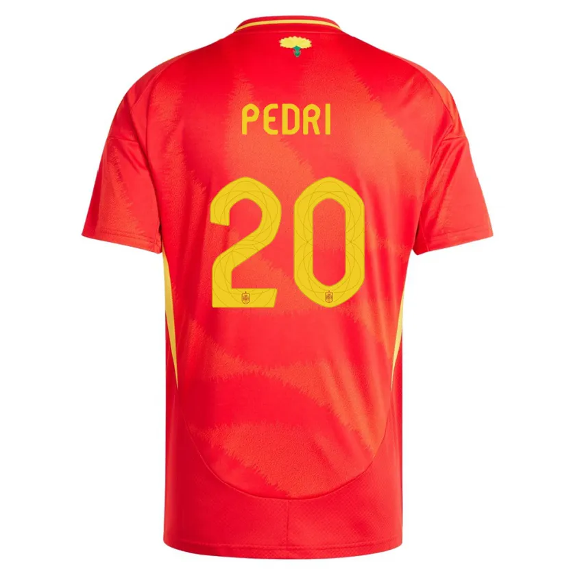 Danxen Enfant Maillot Espagne Pedri #20 Rouge Tenues Domicile 24-26 T-Shirt