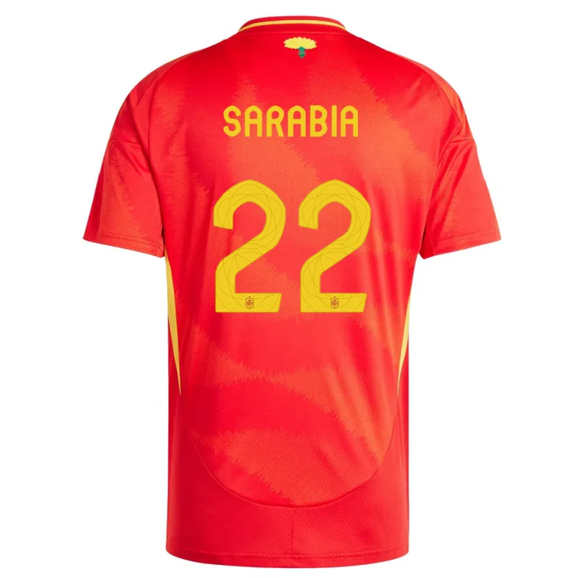 Danxen Enfant Maillot Espagne Pablo Sarabia #22 Rouge Tenues Domicile 24-26 T-Shirt