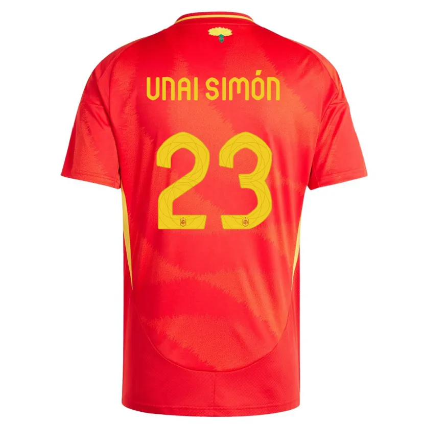 Danxen Enfant Maillot Espagne Unai Simon #23 Rouge Tenues Domicile 24-26 T-Shirt