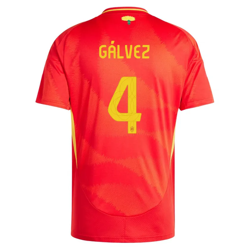 Danxen Enfant Maillot Espagne Rocio Galvez #4 Rouge Tenues Domicile 24-26 T-Shirt