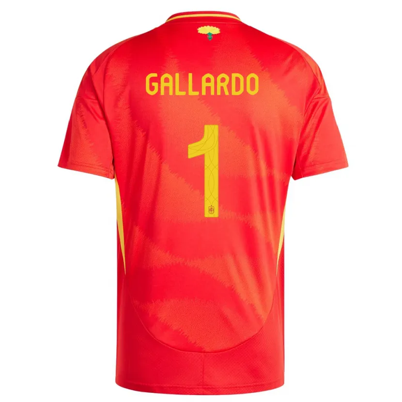 Danxen Enfant Maillot Espagne Dolores Gallardo #1 Rouge Tenues Domicile 24-26 T-Shirt