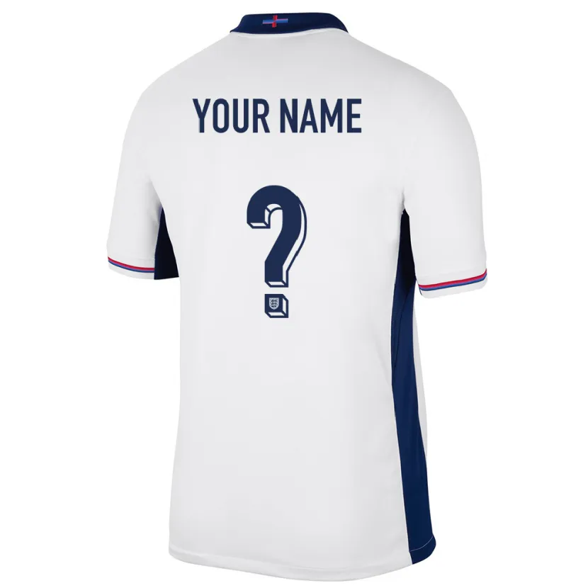 Danxen Enfant Maillot Angleterre Votre Nom #0 Blanc Tenues Domicile 24-26 T-Shirt