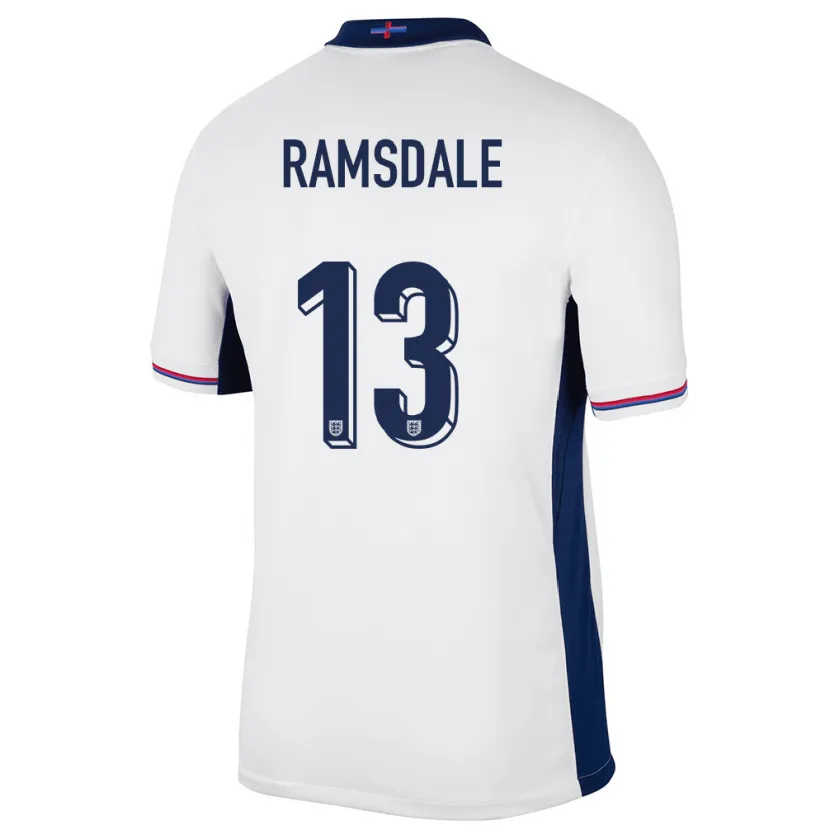 Danxen Enfant Maillot Angleterre Aaron Ramsdale #13 Blanc Tenues Domicile 24-26 T-Shirt