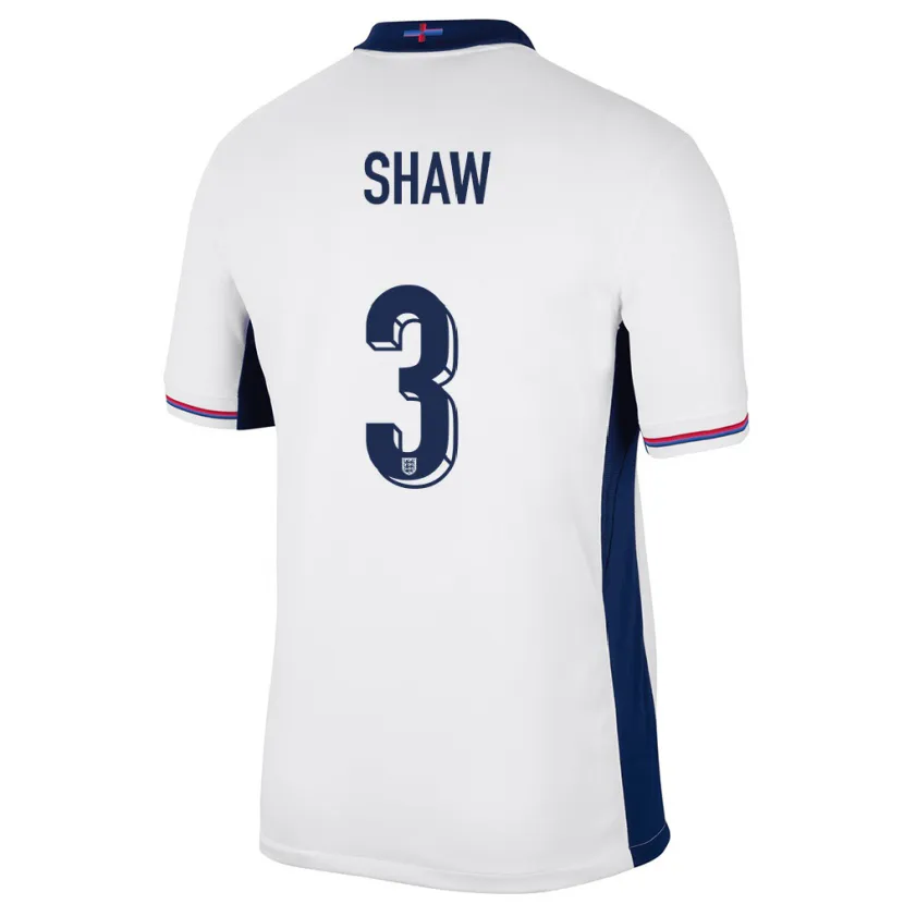 Danxen Enfant Maillot Angleterre Luke Shaw #3 Blanc Tenues Domicile 24-26 T-Shirt