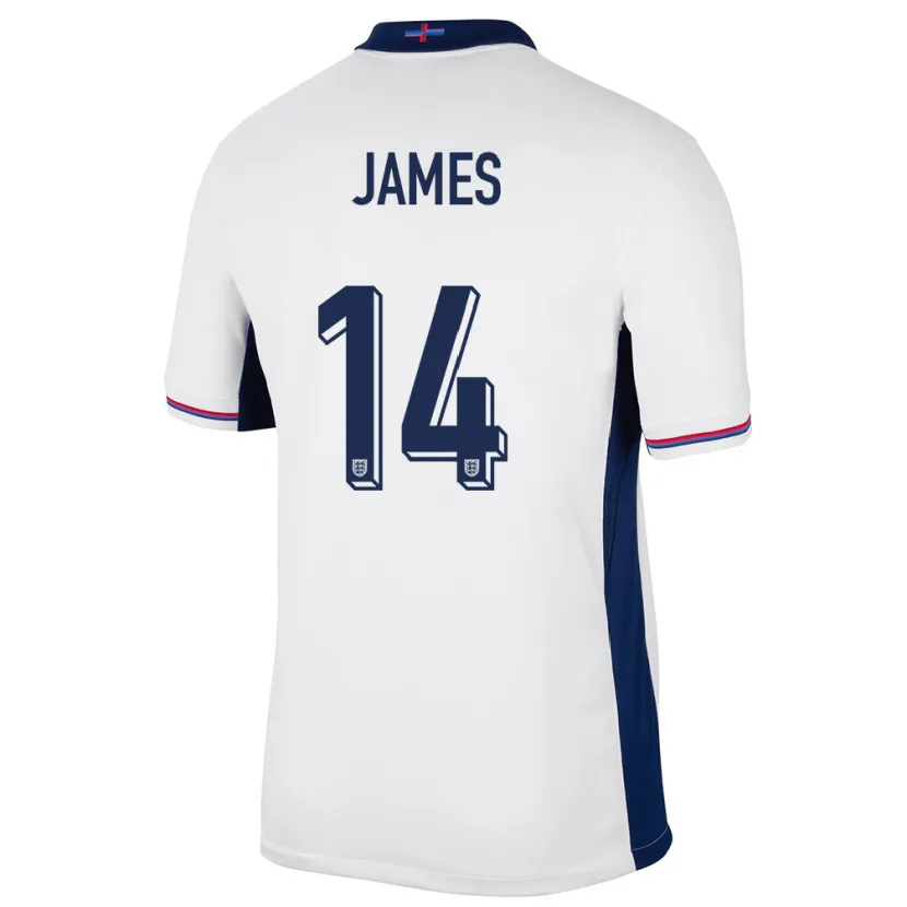 Danxen Enfant Maillot Angleterre Reece James #14 Blanc Tenues Domicile 24-26 T-Shirt