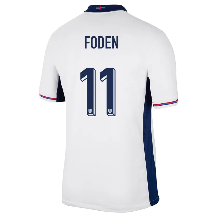 Danxen Enfant Maillot Angleterre Phil Foden #11 Blanc Tenues Domicile 24-26 T-Shirt