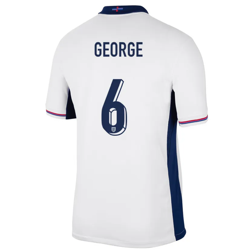 Danxen Enfant Maillot Angleterre Gabby George #6 Blanc Tenues Domicile 24-26 T-Shirt