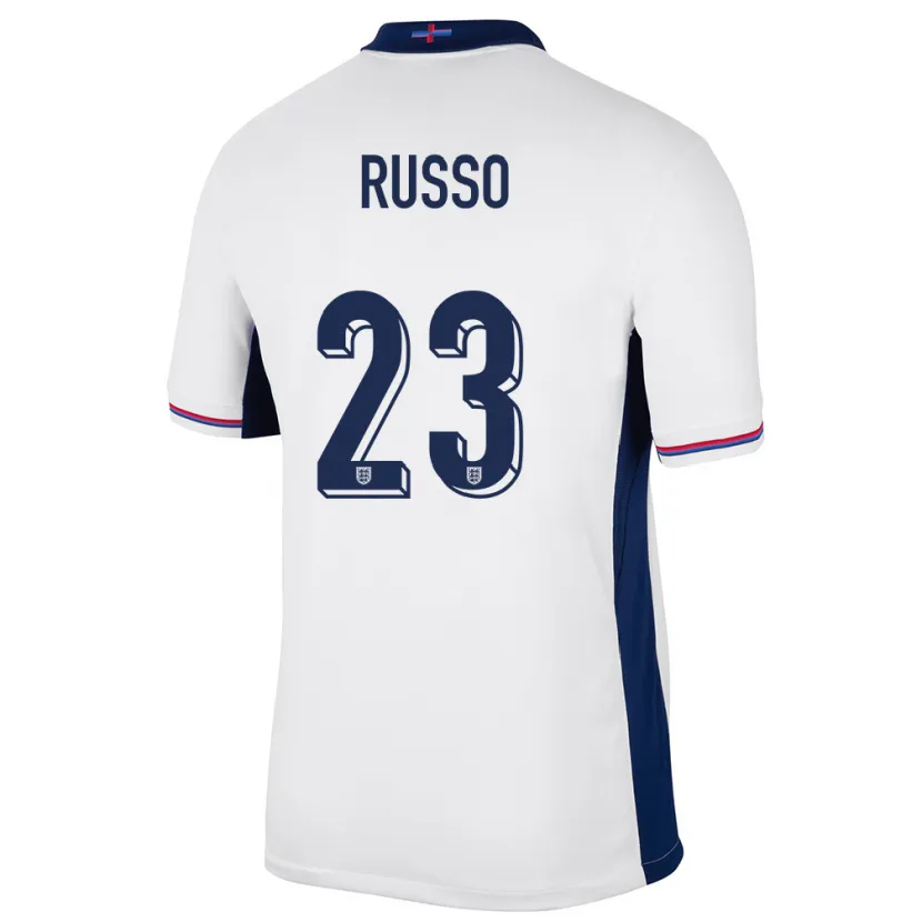 Danxen Enfant Maillot Angleterre Alessia Russo #23 Blanc Tenues Domicile 24-26 T-Shirt