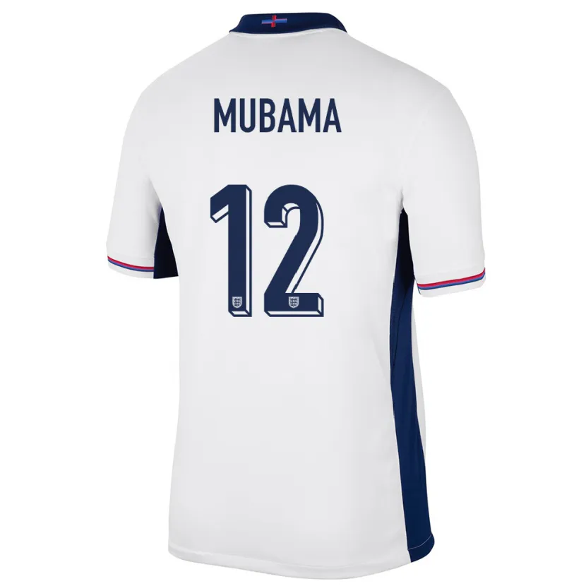 Danxen Enfant Maillot Angleterre Divin Mubama #12 Blanc Tenues Domicile 24-26 T-Shirt
