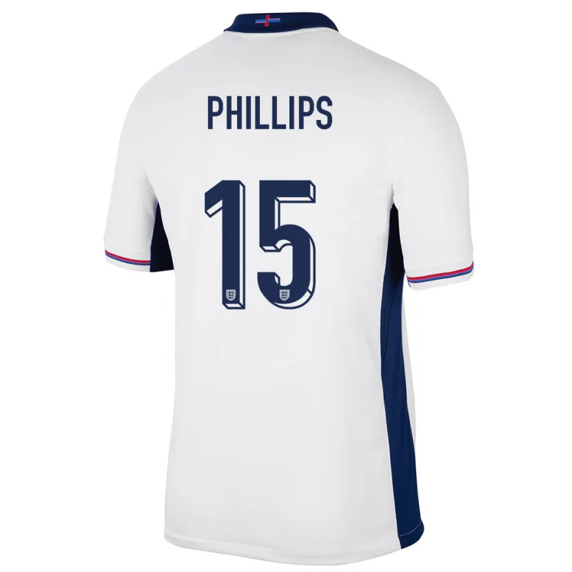 Danxen Enfant Maillot Angleterre Ashley Phillips #15 Blanc Tenues Domicile 24-26 T-Shirt