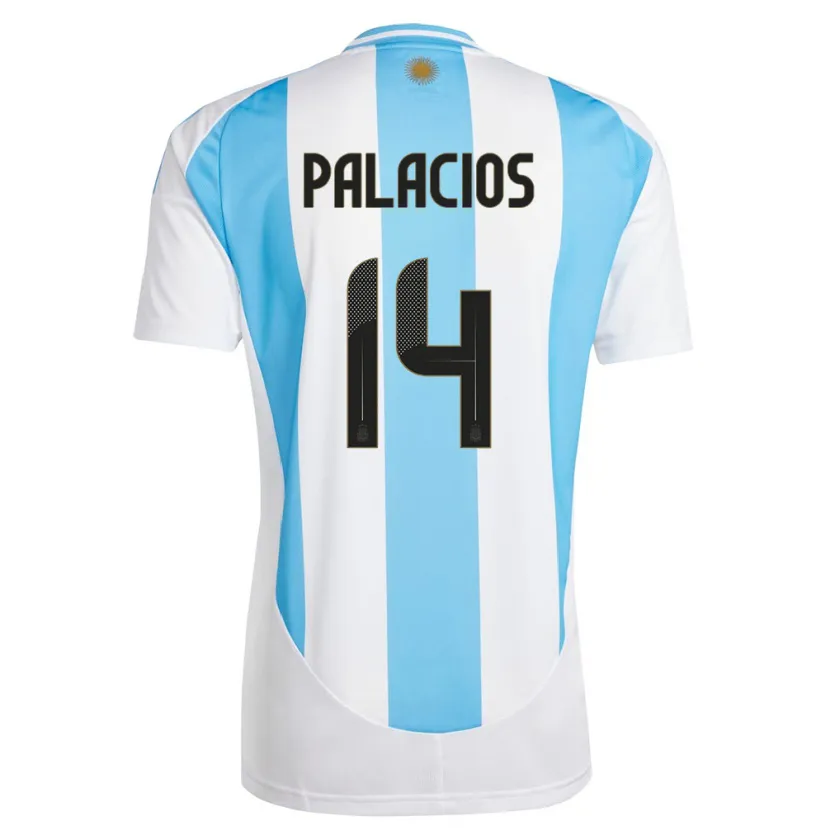 Danxen Enfant Maillot Argentine Exequiel Palacios #14 Blanc Bleu Tenues Domicile 24-26 T-Shirt