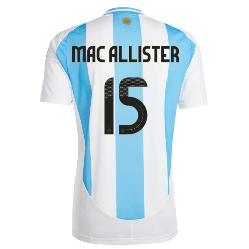 Danxen Enfant Maillot Argentine Alexis Mac Allister #15 Blanc Bleu Tenues Domicile 24-26 T-Shirt