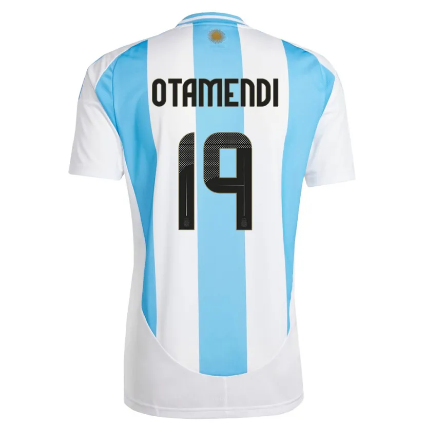Danxen Enfant Maillot Argentine Nicolas Otamendi #19 Blanc Bleu Tenues Domicile 24-26 T-Shirt