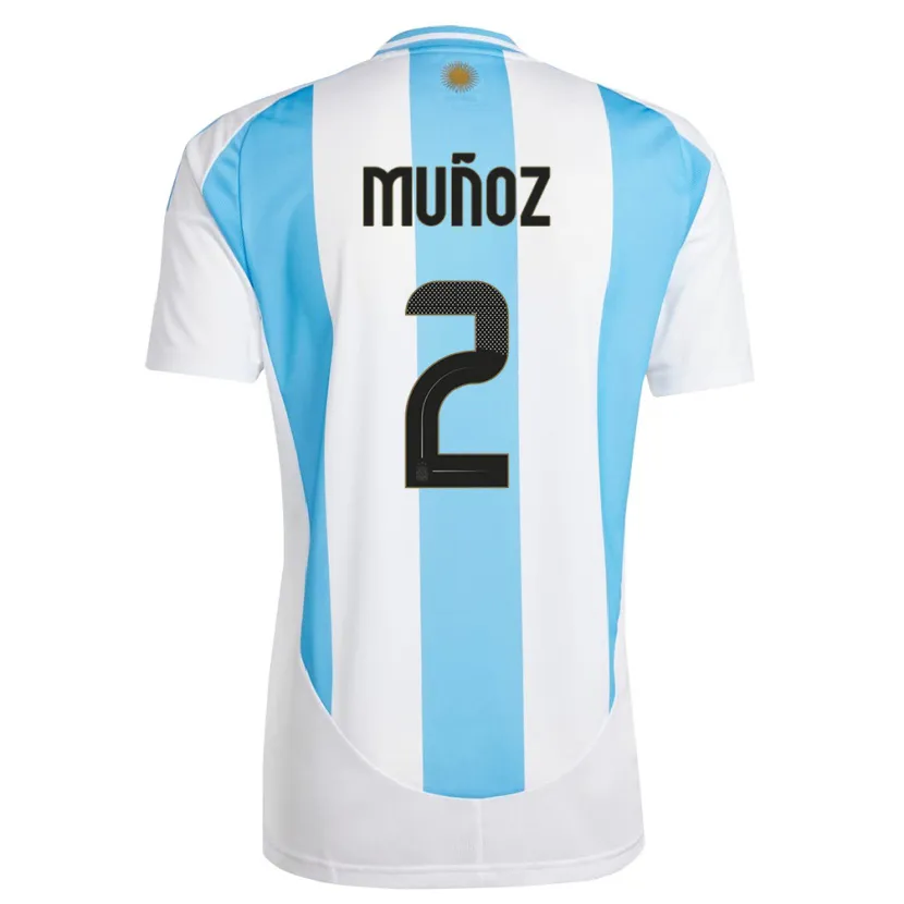 Danxen Enfant Maillot Argentine Luana Munoz #2 Blanc Bleu Tenues Domicile 24-26 T-Shirt