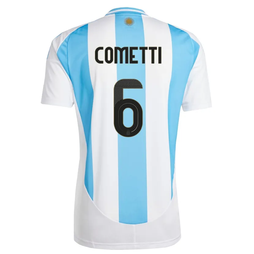 Danxen Enfant Maillot Argentine Aldana Cometti #6 Blanc Bleu Tenues Domicile 24-26 T-Shirt