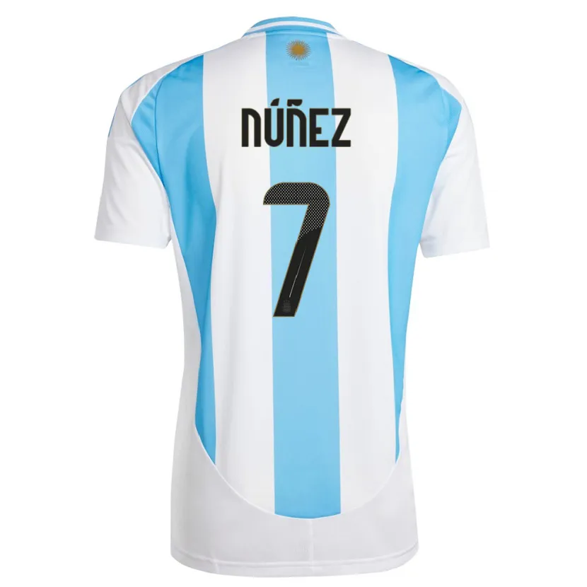 Danxen Enfant Maillot Argentine Romina Nunez #7 Blanc Bleu Tenues Domicile 24-26 T-Shirt
