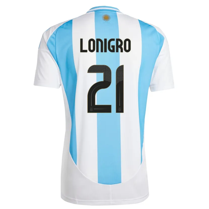 Danxen Enfant Maillot Argentine Erica Lonigro #21 Blanc Bleu Tenues Domicile 24-26 T-Shirt