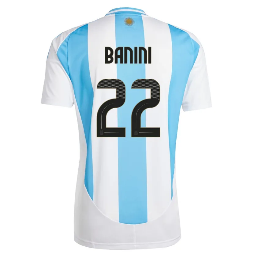 Danxen Enfant Maillot Argentine Estefania Banini #22 Blanc Bleu Tenues Domicile 24-26 T-Shirt