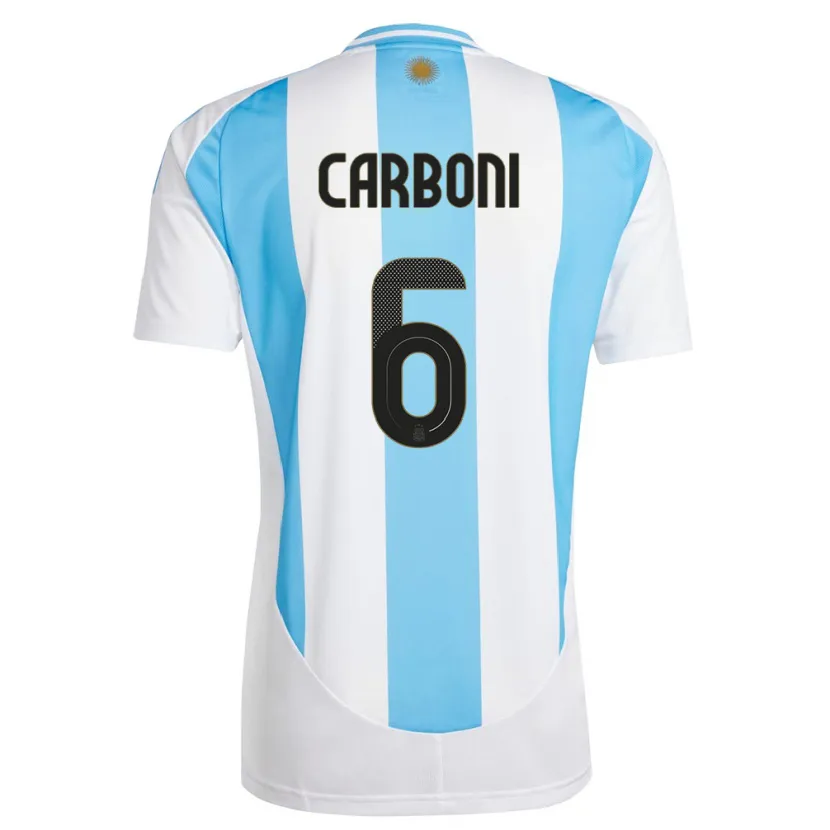 Danxen Enfant Maillot Argentine Franco Carboni #6 Blanc Bleu Tenues Domicile 24-26 T-Shirt