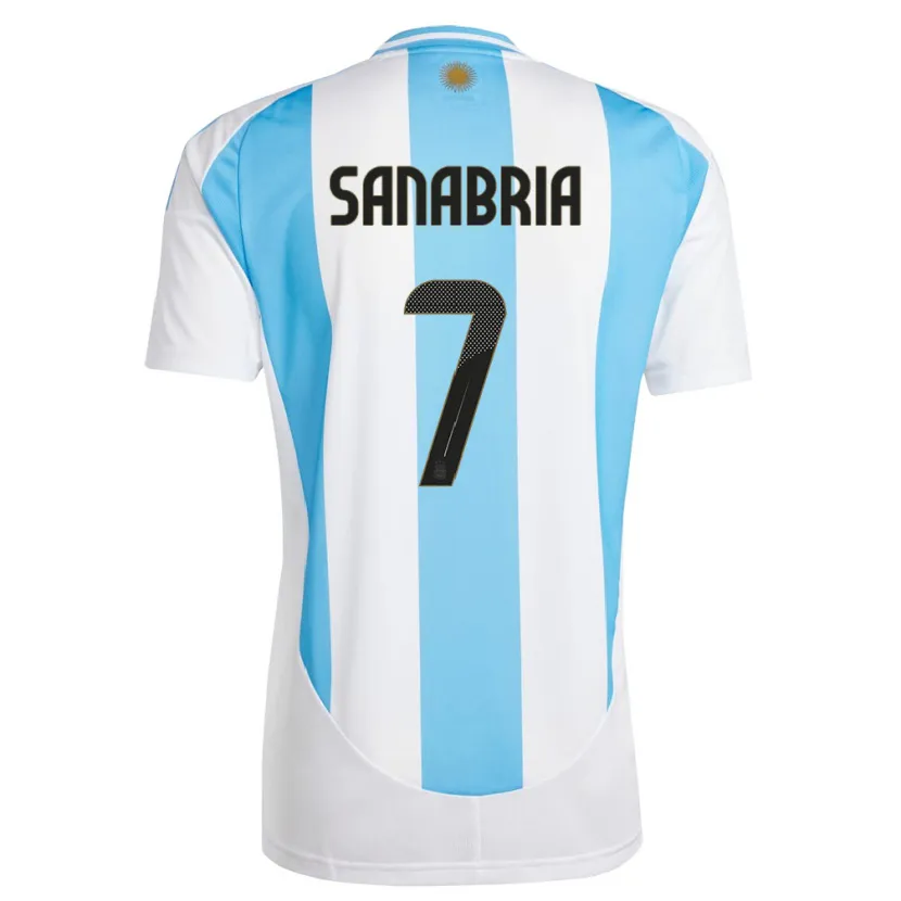 Danxen Enfant Maillot Argentine Mateo Sanabria #7 Blanc Bleu Tenues Domicile 24-26 T-Shirt