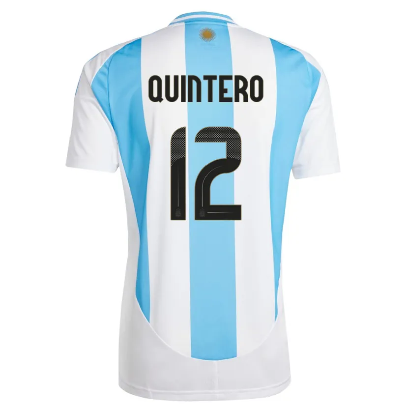 Danxen Enfant Maillot Argentine Valentino Quintero #12 Blanc Bleu Tenues Domicile 24-26 T-Shirt