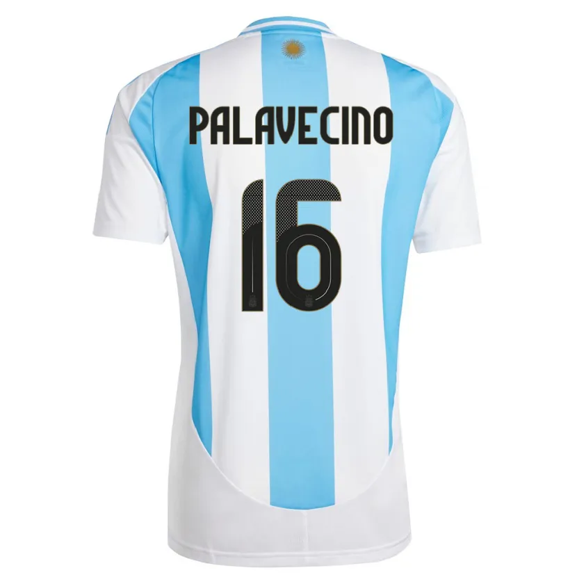 Danxen Enfant Maillot Argentine Nicolas Palavecino #16 Blanc Bleu Tenues Domicile 24-26 T-Shirt
