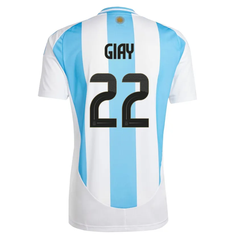 Danxen Enfant Maillot Argentine Agustin Giay #22 Blanc Bleu Tenues Domicile 24-26 T-Shirt