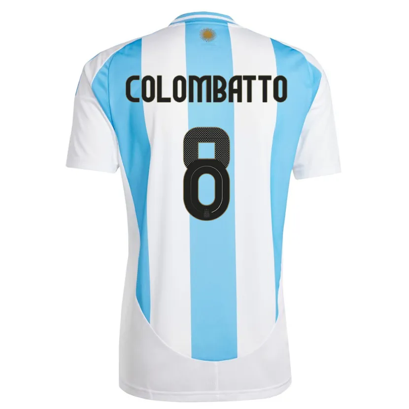 Danxen Enfant Maillot Argentine Santiago Colombatto #8 Blanc Bleu Tenues Domicile 24-26 T-Shirt
