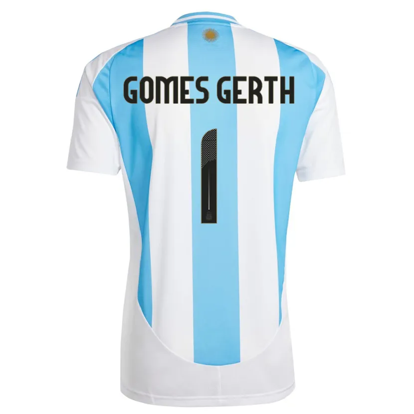 Danxen Enfant Maillot Argentine Federico Gomes Gerth #1 Blanc Bleu Tenues Domicile 24-26 T-Shirt