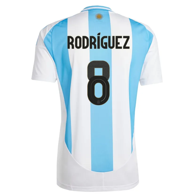 Danxen Enfant Maillot Argentine Agustin Rodriguez #8 Blanc Bleu Tenues Domicile 24-26 T-Shirt