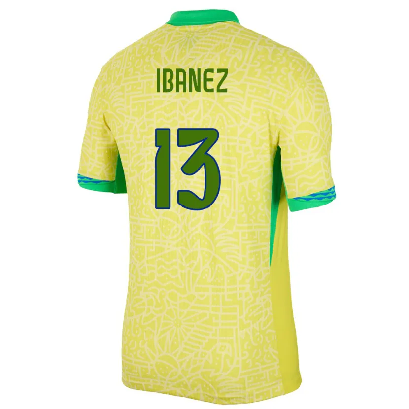 Danxen Enfant Maillot Brésil Roger Ibanez #13 Jaune Tenues Domicile 24-26 T-Shirt