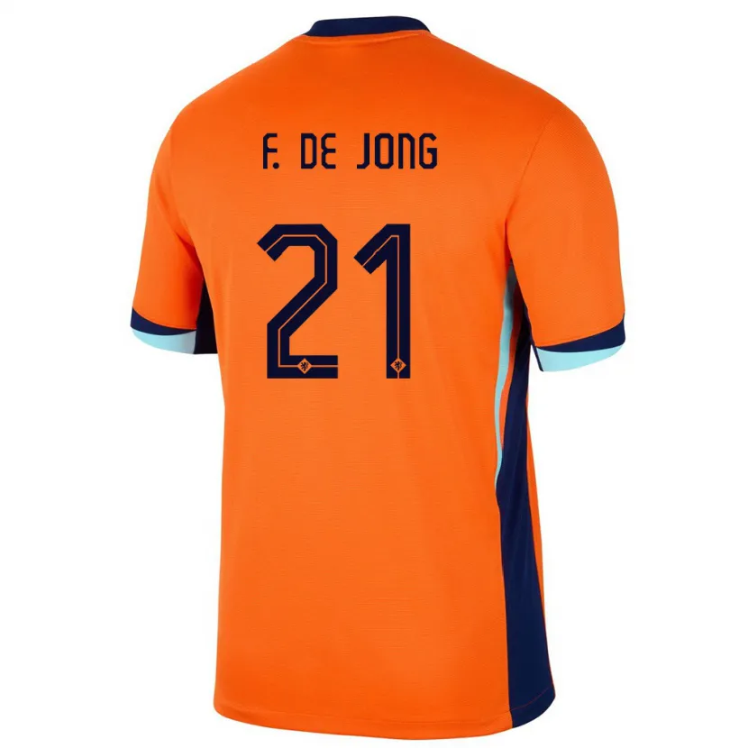 Danxen Enfant Maillot Pays-Bas Frenkie De Jong #21 Orange Tenues Domicile 24-26 T-Shirt