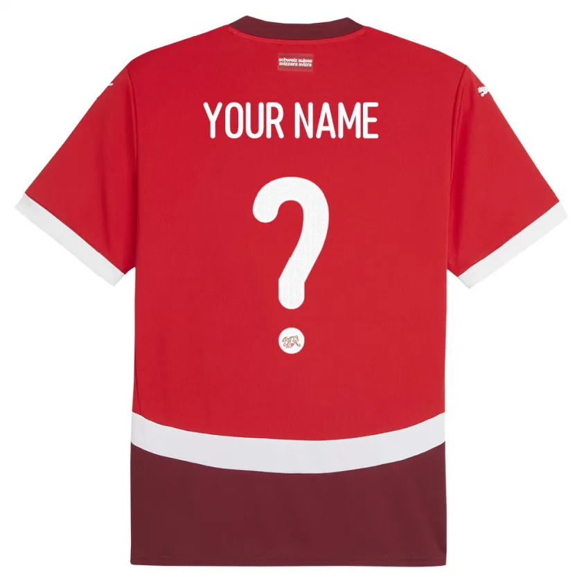 Danxen Enfant Maillot Suisse Votre Nom #0 Rouge Tenues Domicile 24-26 T-Shirt